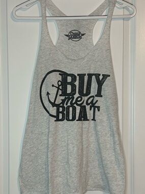 Next Level Apparel Gray "Buy Me a Boat" Graphic Racerback Tank